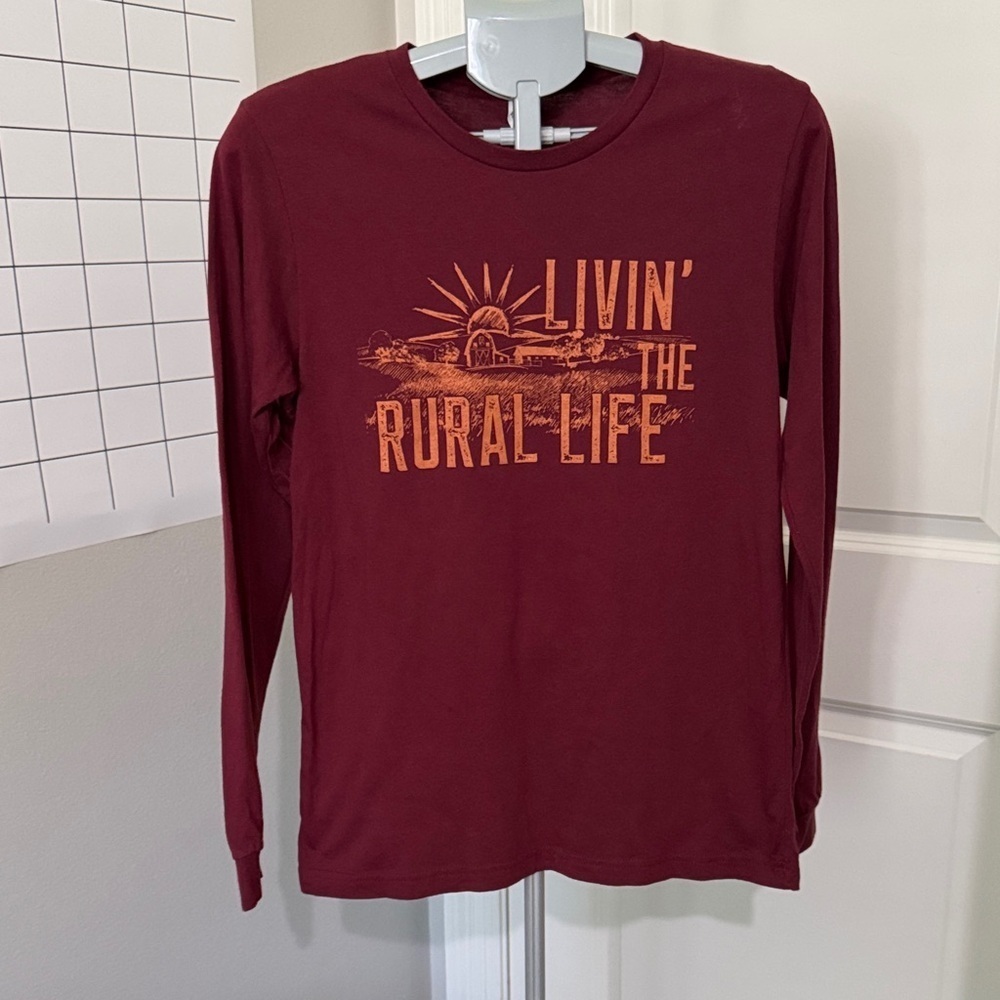 Burgundy Rural Life Long Sleeve Tee